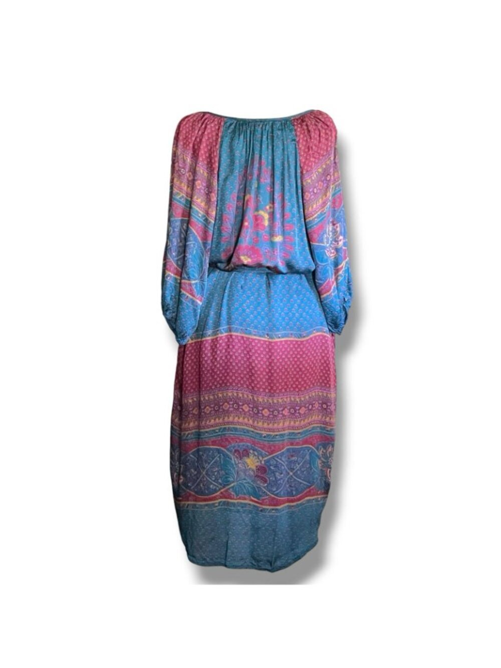 Sundance Womens La Villette Midi Dress Sz XL Boho Belted Floral Paisley Satin - Picture 12 of 14